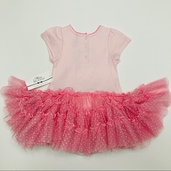 Baby Girl Cherry Pink Tutu Bodysuit Dress - Picture 5 of 7